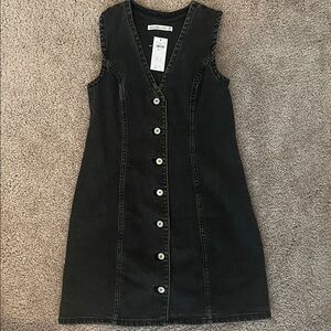 Abercrombie Black Button-Down Denim Mini Dress